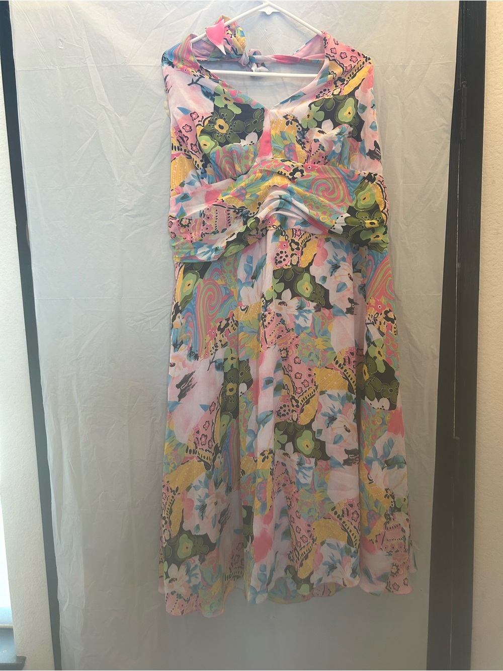 Dress U II Women’s Plus Size Floral Halter Backless Maxi Dress in Pink Sz 22 NW